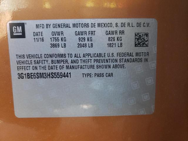 Photo 9 VIN: 3G1BE6SM3HS559441 - CHEVROLET CRUZE LT 