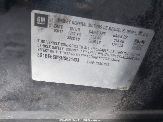 Photo 8 VIN: 3G1BE6SM3HS594433 - CHEVROLET CRUZE 