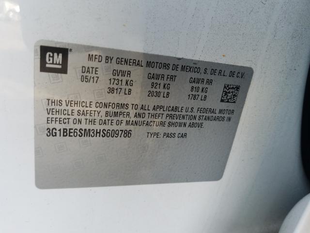 Photo 9 VIN: 3G1BE6SM3HS609786 - CHEVROLET CRUZE LT 