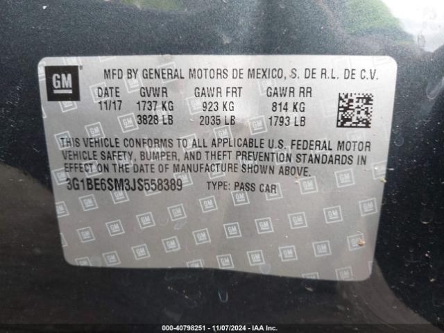 Photo 8 VIN: 3G1BE6SM3JS558389 - CHEVROLET CRUZE 