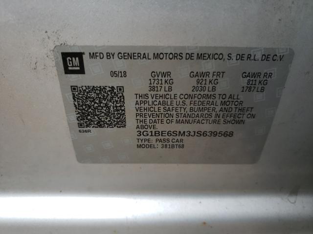 Photo 9 VIN: 3G1BE6SM3JS639568 - CHEVROLET CRUZE LT 