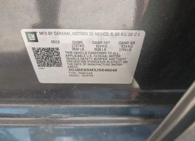 Photo 8 VIN: 3G1BE6SM3JS646648 - CHEVROLET CRUZE 