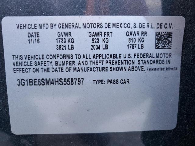 Photo 12 VIN: 3G1BE6SM4HS558797 - CHEVROLET CRUZE LT 