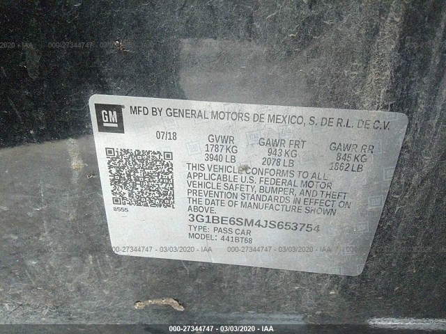 Photo 8 VIN: 3G1BE6SM4JS653754 - CHEVROLET CRUZE 