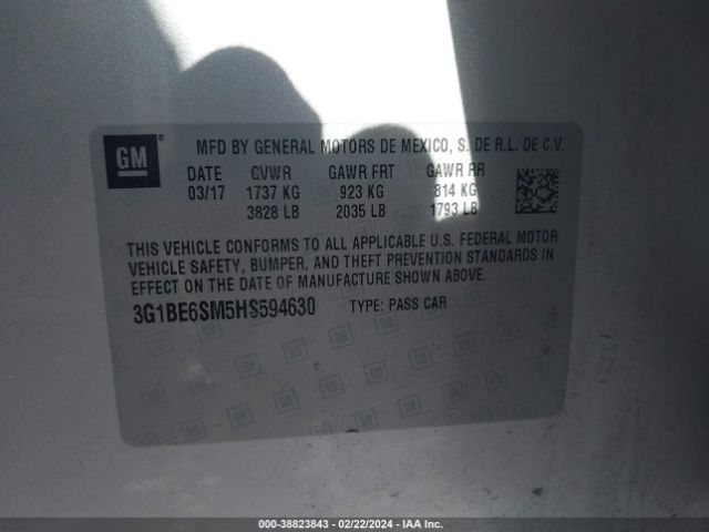 Photo 8 VIN: 3G1BE6SM5HS594630 - CHEVROLET CRUZE 