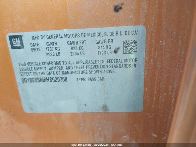 Photo 8 VIN: 3G1BE6SM6HS529768 - CHEVROLET CRUZE 