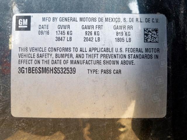 Photo 9 VIN: 3G1BE6SM6HS532539 - CHEVROLET CRUZE LT 