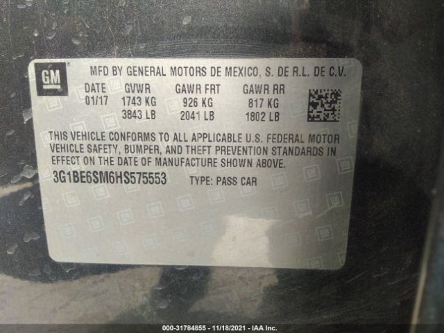 Photo 8 VIN: 3G1BE6SM6HS575553 - CHEVROLET CRUZE 