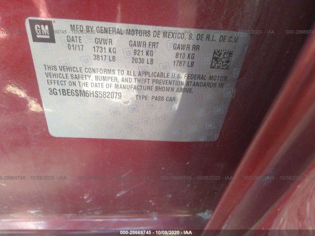 Photo 8 VIN: 3G1BE6SM6HS582079 - CHEVROLET CRUZE 