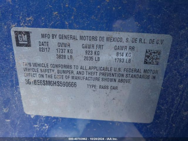 Photo 8 VIN: 3G1BE6SM6HS590666 - CHEVROLET CRUZE 