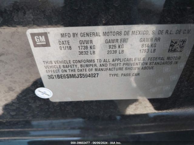 Photo 8 VIN: 3G1BE6SM6JS594027 - CHEVROLET CRUZE 