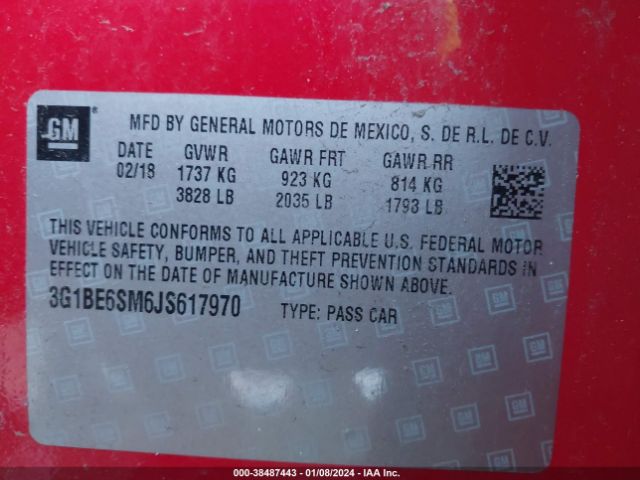 Photo 8 VIN: 3G1BE6SM6JS617970 - CHEVROLET CRUZE 