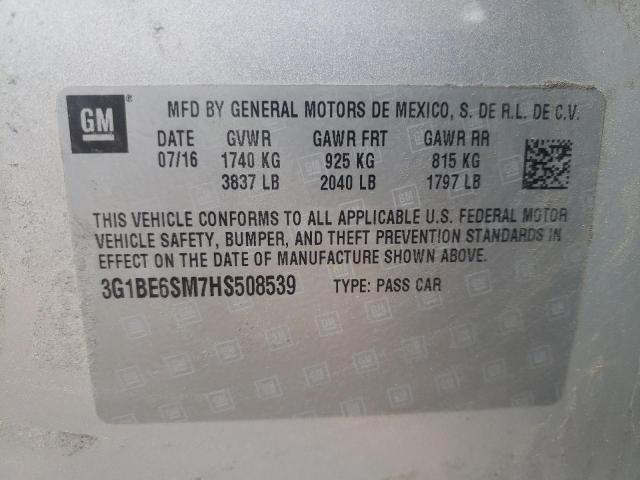 Photo 9 VIN: 3G1BE6SM7HS508539 - CHEVROLET CRUZE LT 