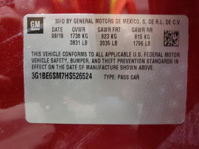 Photo 12 VIN: 3G1BE6SM7HS526524 - CHEVROLET CRUZE LT 