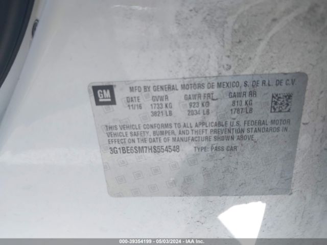 Photo 8 VIN: 3G1BE6SM7HS554548 - CHEVROLET CRUZE 