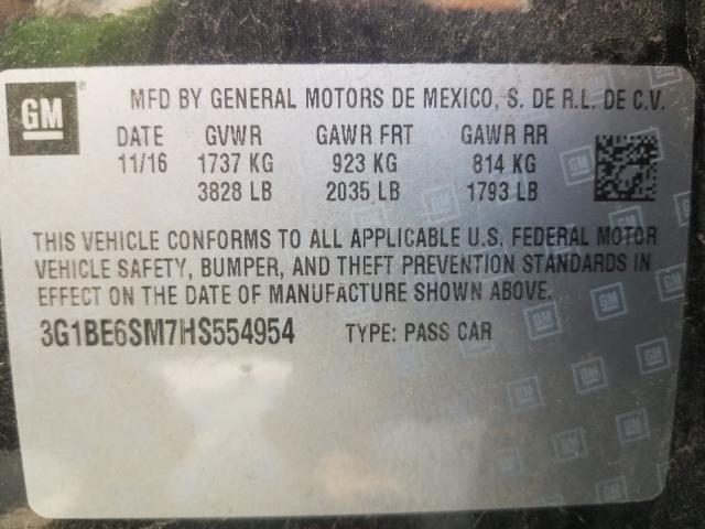 Photo 9 VIN: 3G1BE6SM7HS554954 - CHEVROLET CRUZE 