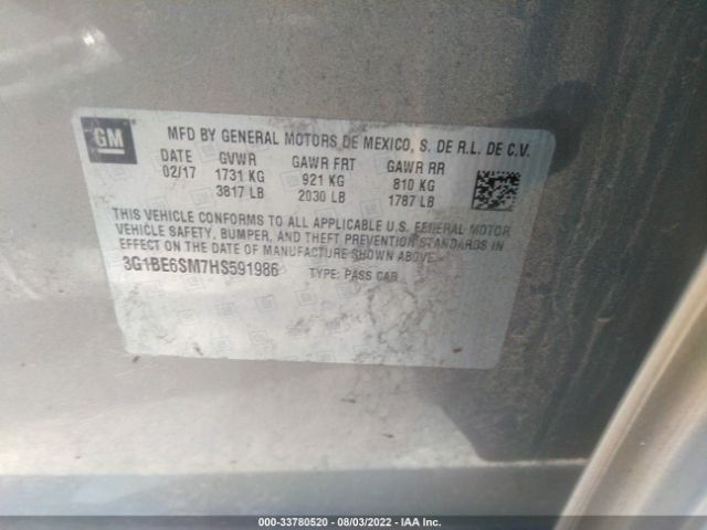 Photo 8 VIN: 3G1BE6SM7HS591986 - CHEVROLET CRUZE 