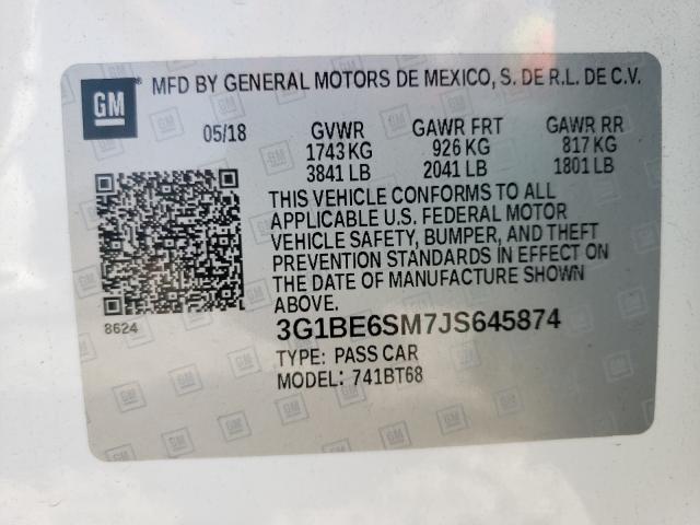 Photo 9 VIN: 3G1BE6SM7JS645874 - CHEVROLET CRUZE LT 