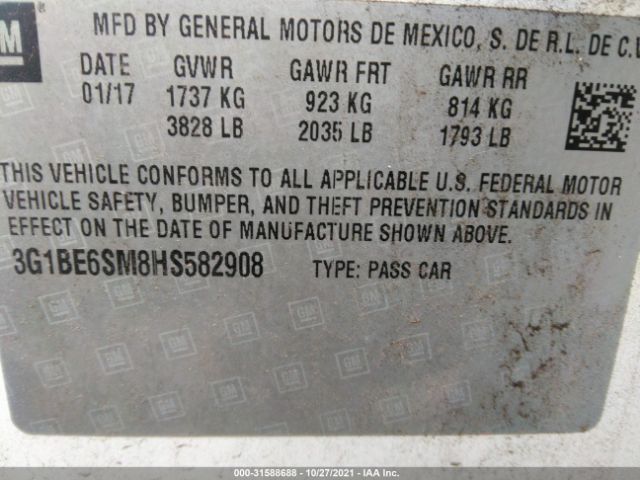 Photo 8 VIN: 3G1BE6SM8HS582908 - CHEVROLET CRUZE 