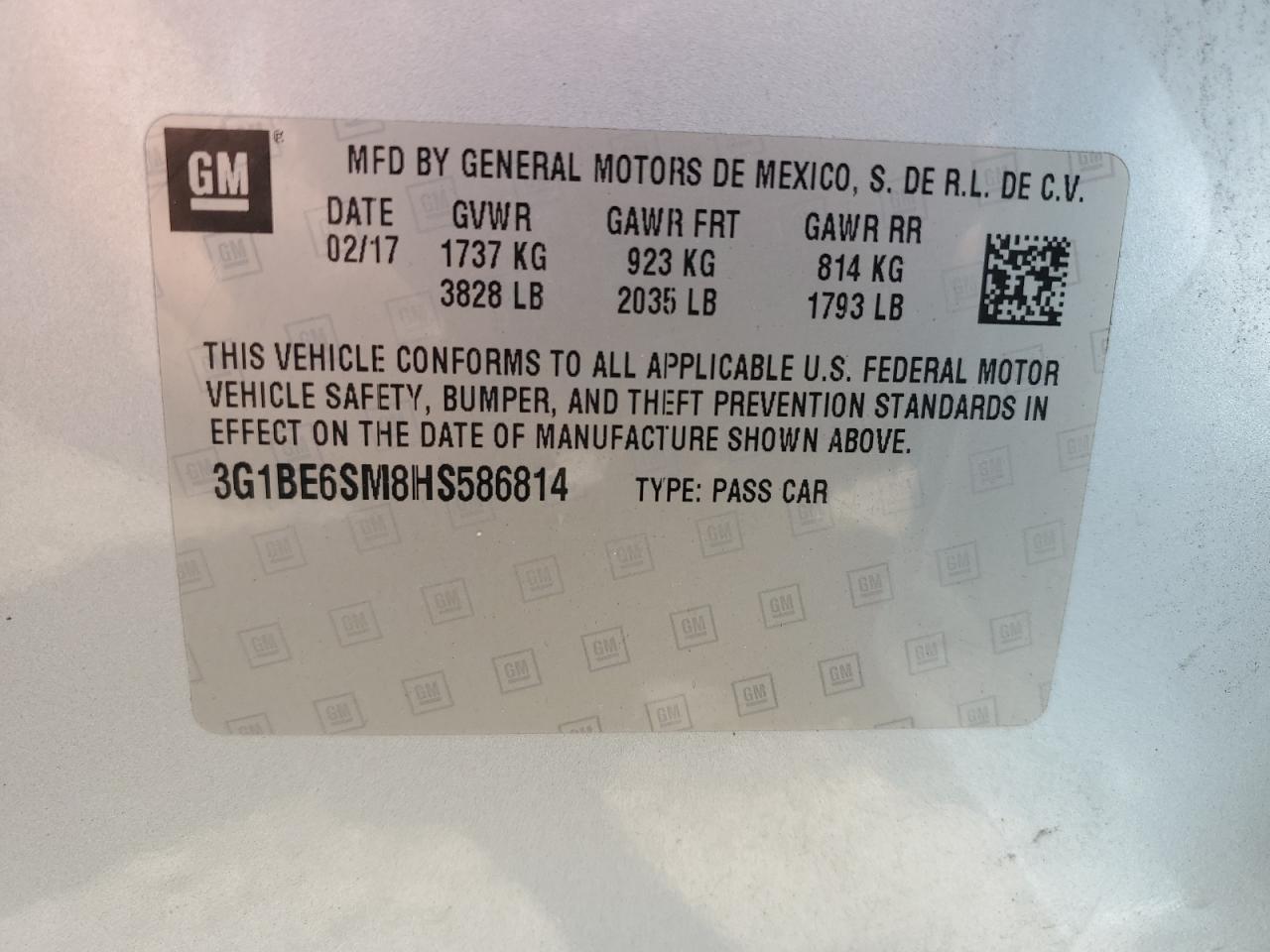 Photo 11 VIN: 3G1BE6SM8HS586814 - CHEVROLET CRUZE 