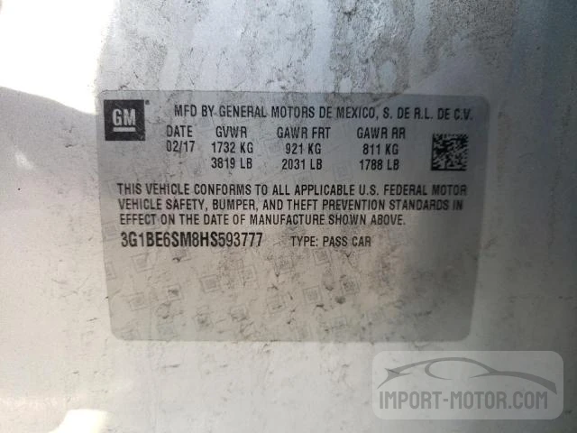 Photo 11 VIN: 3G1BE6SM8HS593777 - CHEVROLET CRUZE 