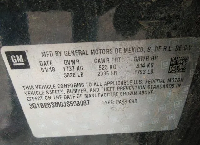 Photo 8 VIN: 3G1BE6SM8JS593087 - CHEVROLET CRUZE 