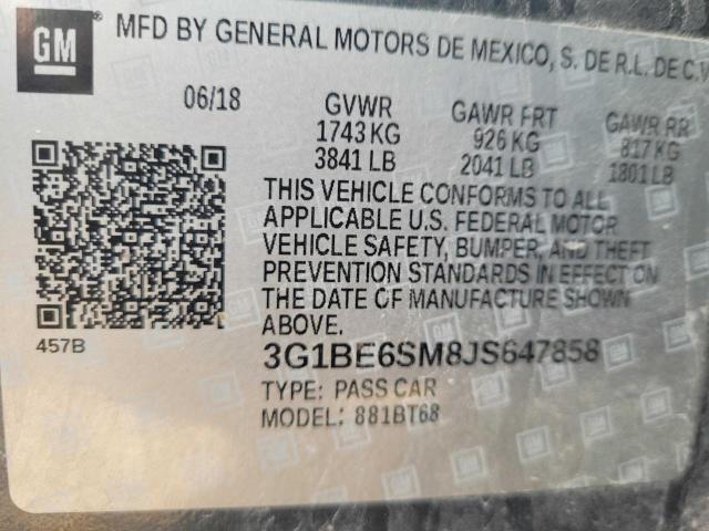 Photo 9 VIN: 3G1BE6SM8JS647858 - CHEVROLET CRUZE LT 