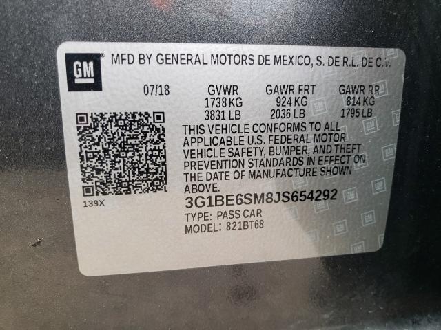 Photo 9 VIN: 3G1BE6SM8JS654292 - CHEVROLET CRUZE LT 