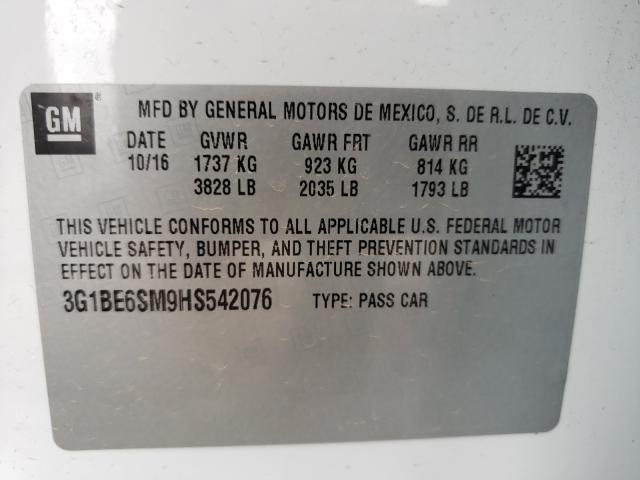 Photo 9 VIN: 3G1BE6SM9HS542076 - CHEVROLET CRUZE LT 