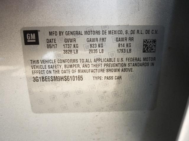 Photo 9 VIN: 3G1BE6SM9HS610165 - CHEVROLET CRUZE LT 