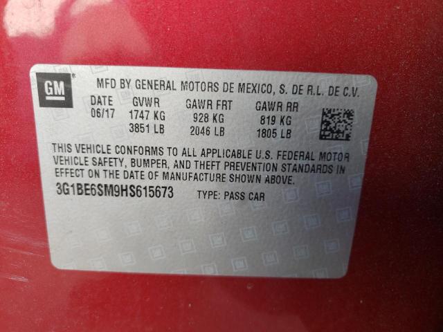 Photo 12 VIN: 3G1BE6SM9HS615673 - CHEVROLET CRUZE LT 