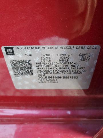 Photo 11 VIN: 3G1BE6SM9KS557362 - CHEVROLET CRUZE LT 