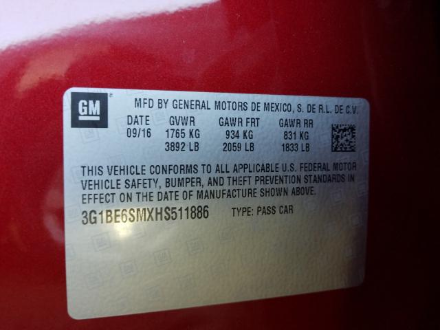 Photo 9 VIN: 3G1BE6SMXHS511886 - CHEVROLET CRUZE 