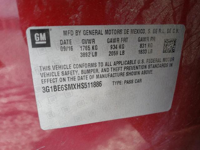 Photo 12 VIN: 3G1BE6SMXHS511886 - CHEVROLET CRUZE 