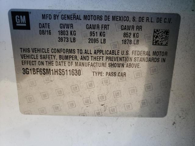 Photo 9 VIN: 3G1BF6SM1HS511630 - CHEVROLET CRUZE PREM 