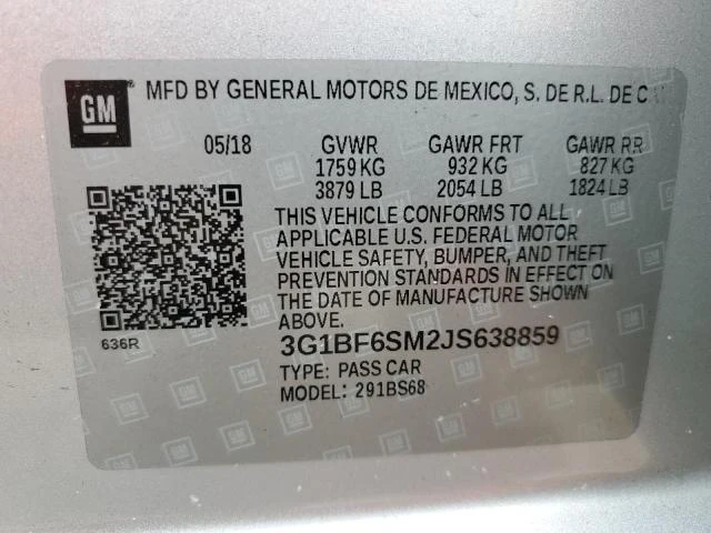 Photo 11 VIN: 3G1BF6SM2JS638859 - CHEVROLET CRUZE PREM 