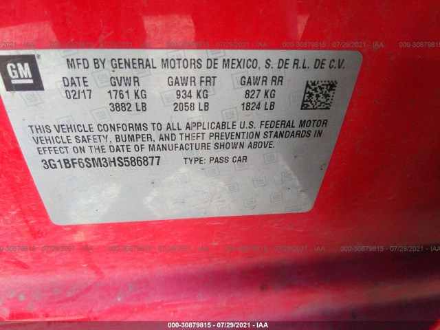 Photo 8 VIN: 3G1BF6SM3HS586877 - CHEVROLET CRUZE 