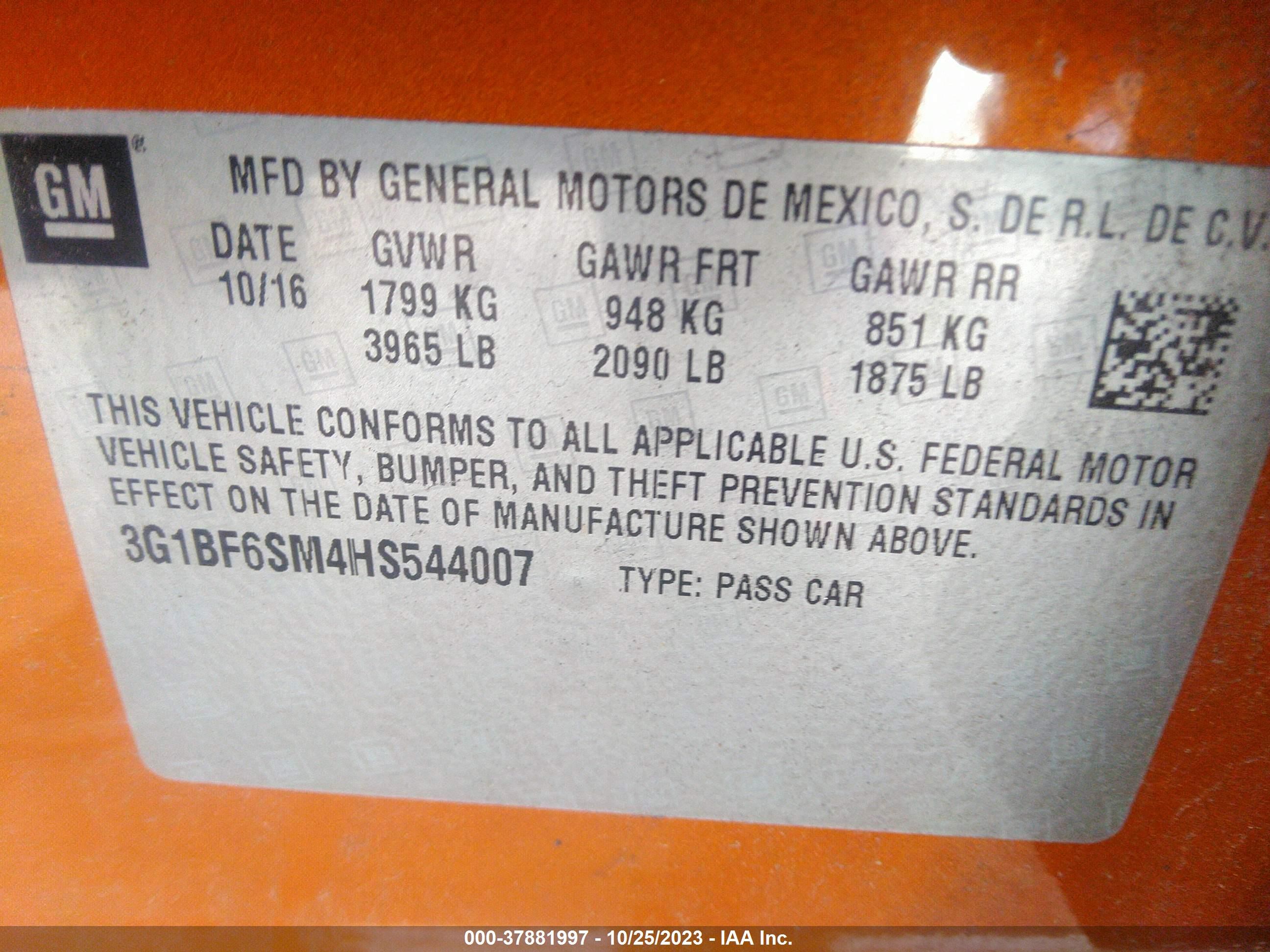 Photo 8 VIN: 3G1BF6SM4HS544007 - CHEVROLET CRUZE 