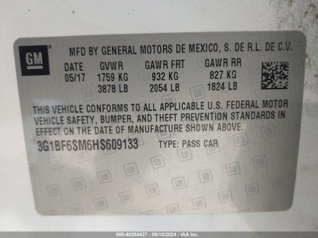 Photo 8 VIN: 3G1BF6SM6HS609133 - CHEVROLET CRUZE 