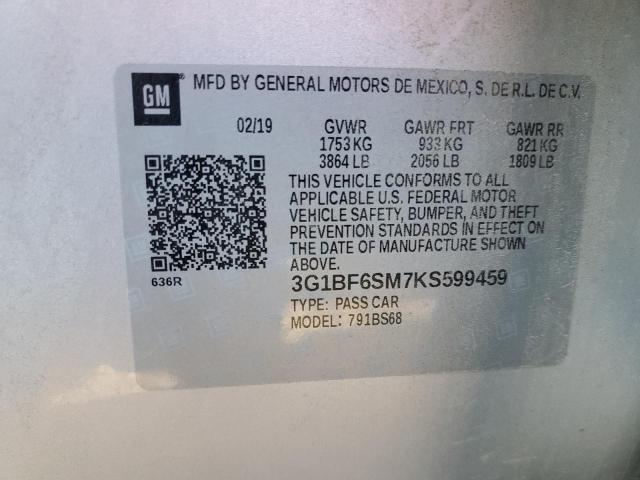 Photo 11 VIN: 3G1BF6SM7KS599459 - CHEVROLET CRUZE PREM 