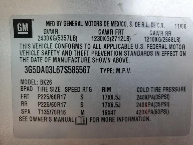 Photo 12 VIN: 3G5DA03L67S585567 - BUICK RENDEZVOUS 