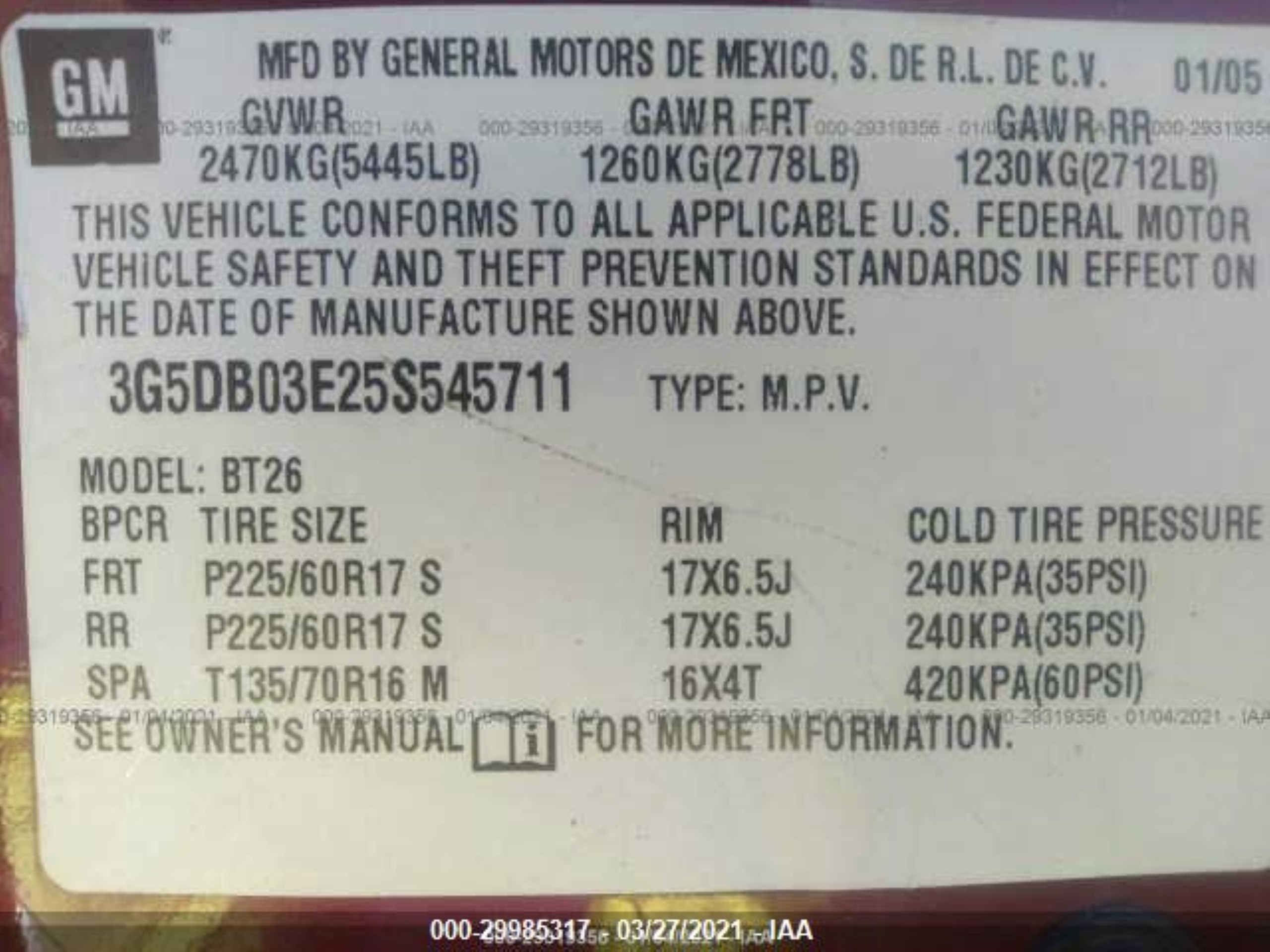 Photo 8 VIN: 3G5DB03E25S545711 - BUICK RENDEZVOUS 