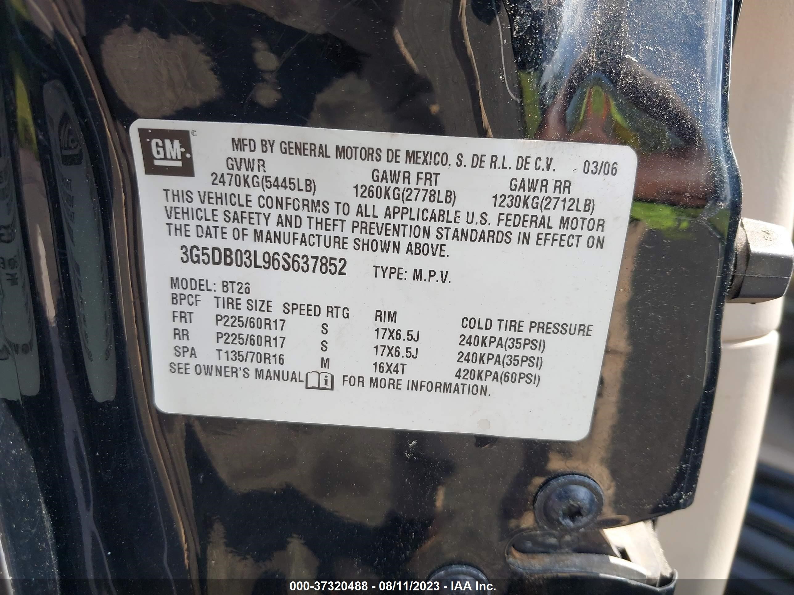 Photo 8 VIN: 3G5DB03L96S637852 - BUICK RENDEZVOUS 