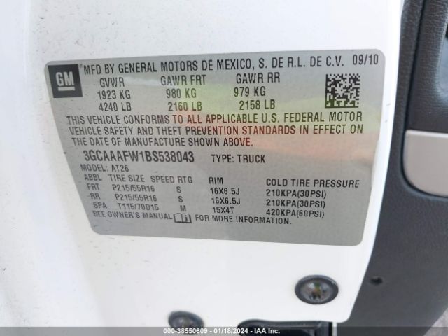 Photo 8 VIN: 3GCAAAFW1BS538043 - CHEVROLET HHR PANEL 