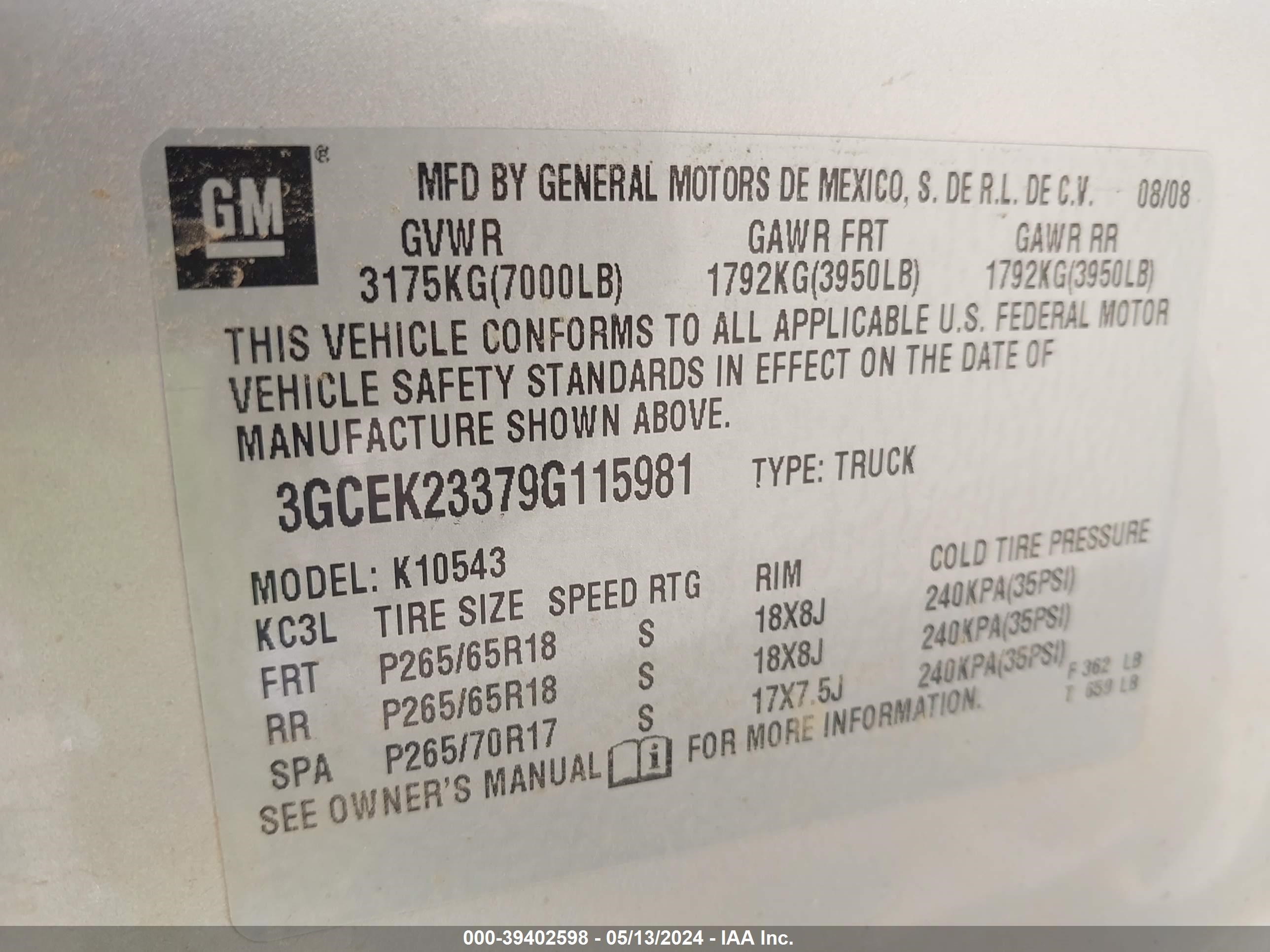 Photo 8 VIN: 3GCEK23379G115981 - CHEVROLET SILVERADO 