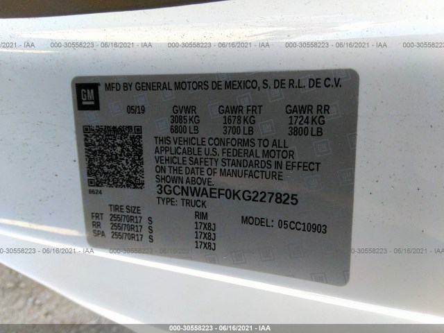 Photo 8 VIN: 3GCNWAEF0KG227825 - CHEVROLET SILVERADO 1500 