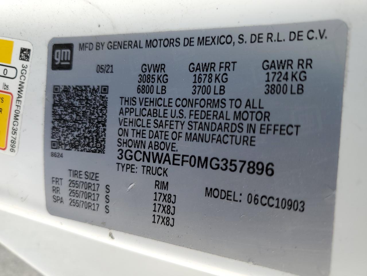 Photo 12 VIN: 3GCNWAEF0MG357896 - CHEVROLET SILVERADO 