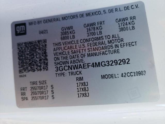 Photo 9 VIN: 3GCNWAEF4MG329292 - CHEVROLET SILVERADO 