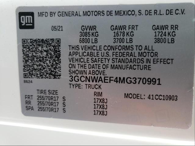 Photo 9 VIN: 3GCNWAEF4MG370991 - CHEVROLET SILVERADO 