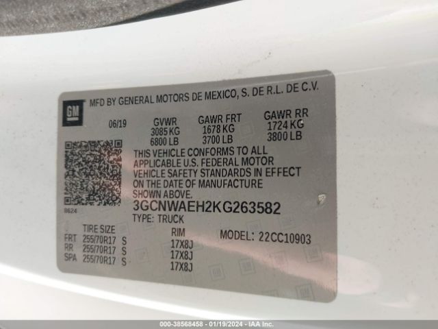 Photo 8 VIN: 3GCNWAEH2KG263582 - CHEVROLET SILVERADO 1500 